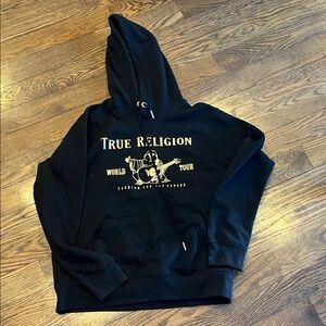 True Religion Black Hoodie with Graphic Print XL